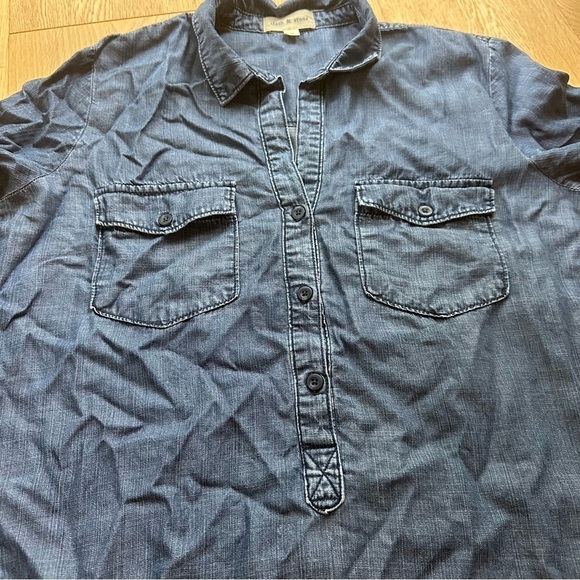 ANTHROPOLOGIE CLOTH & STONE  chambray Popover BLOUSE - M - Picture 5 of 11